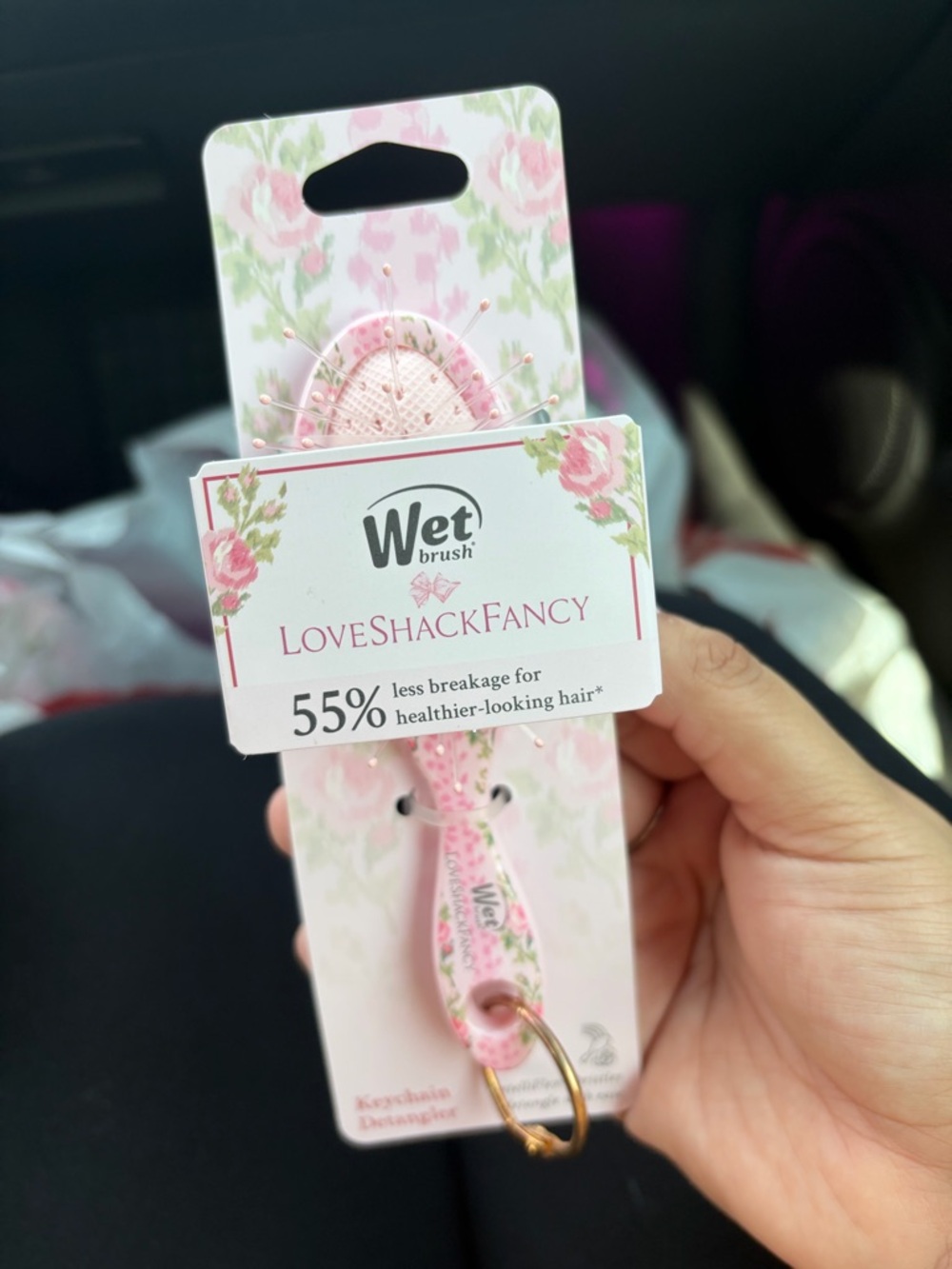 LoveShackFancy Pink Floral Keychain Detangler